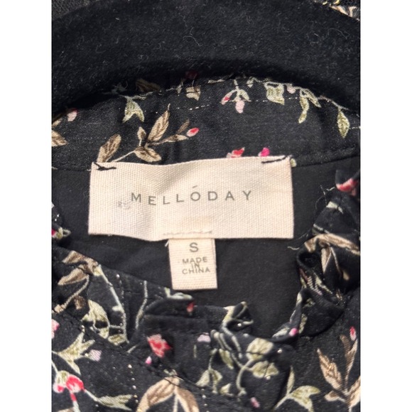 Melloday Floral Baby Doll High Neck Long Sleeve Dress S Boho Cottagecore EUC - Picture 3 of 5